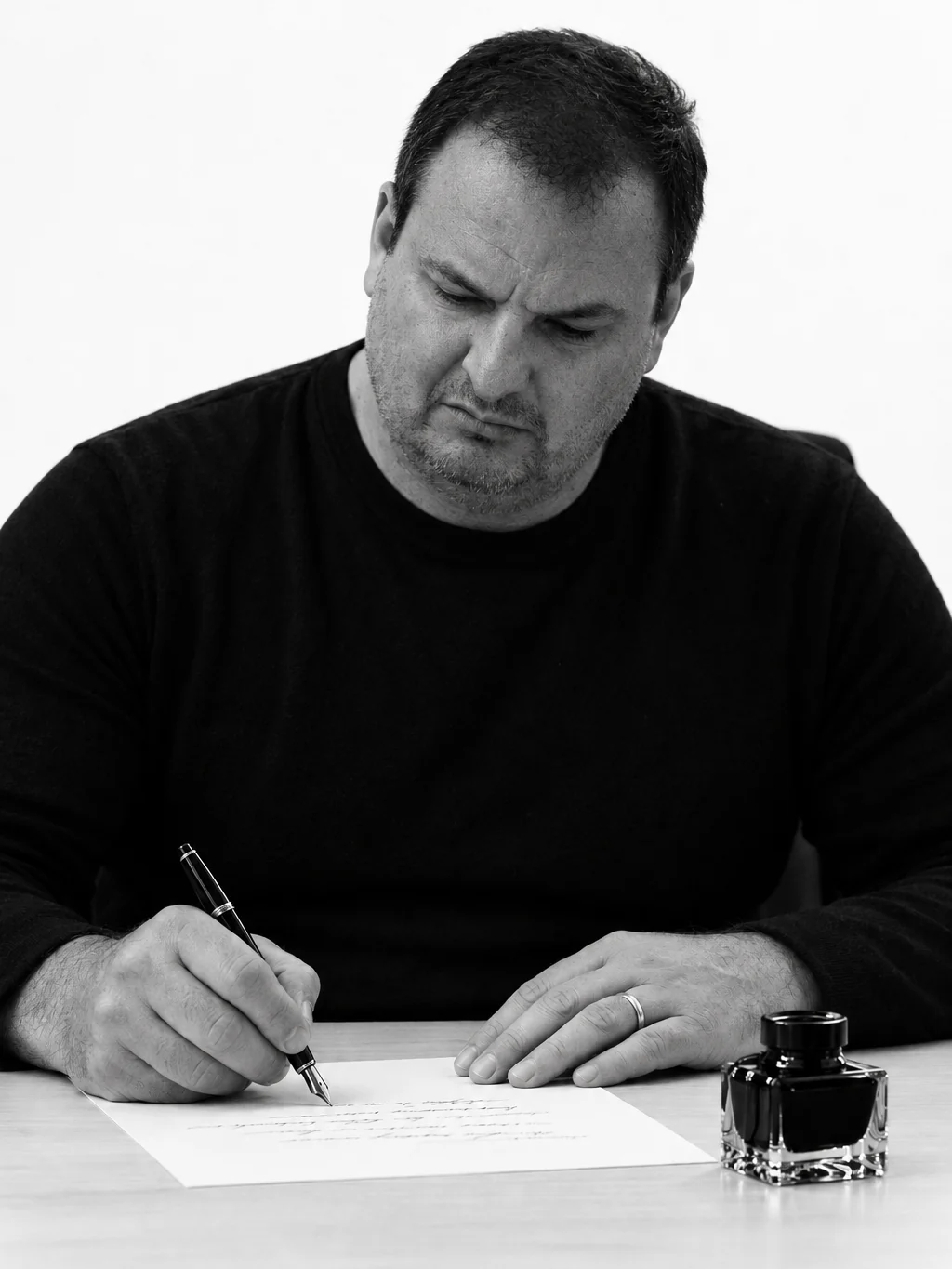 Juan Miguel Ripoll escribiendo a pluma